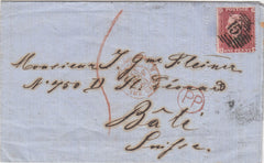 144003 1860 PRINTED MARKET REPORT LONDON TO BASEL DIE 2 1d (SG40)(LK).