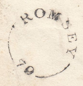 144005 1827 MAIL ROMSEY, HANTS TO ST COLUMB, CORNWALL 'ROMSEY/70' CIRCULAR MILEAGE MARK (HA1161).