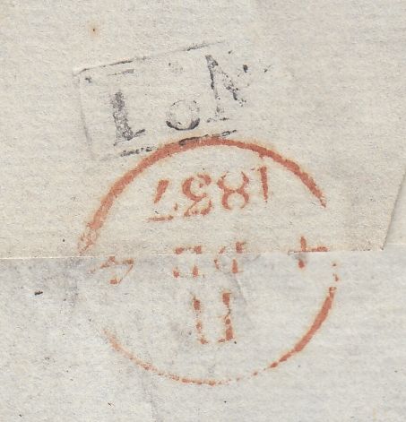 144008 1837 MAIL HORNDEAN, HANTS TO LONDON 'Horndean/Penny Post' HANDSTAMP (HA605).