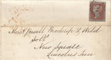 144009 1852 MAIL USED IN LONDON  CHEAPSIDE TO LINCOLNS INN 1d PL.139 (SG8)(JC) 'Watling St' RECEIVER'S HANDSTAMP (L514/WATST16).