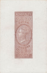 144018 1855 '£5 ADMIRALTY COURT' DIE PROOF IN BROWN ON WHITE GLAZED CARD.
