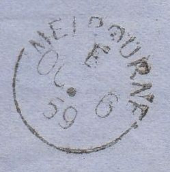 144019 1859 MAIL EXETER TO VICTORIA, AUSTRALIA DIE 2 1d (SG40) x SIX.
