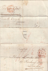 144028 1832 HEALTH QUESTIONNAIRE EDINBURGH TO LONDON, 'TURNED' AND SENT BACK TO EDINBURGH WITH '½' WHEEL TAX HANDSTAMP.