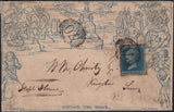 144041 UNDATED 1840 2d MULREADY ENVELOPE LONDON TO KINGSTON, SURREY UPRATED 2d BLUE PL.3 (SG14) TO PAY 1-2oz  4d RATE.