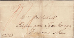 144047 1821 MAIL COMMERCIAL HOTEL, NORTH SHIELDS TO NEWCASTLE 'NORTH SHIELDS/283' DATED MILEAGE MARK IN RED (NR622).