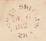 144047 1821 MAIL COMMERCIAL HOTEL, NORTH SHIELDS TO NEWCASTLE 'NORTH SHIELDS/283' DATED MILEAGE MARK IN RED (NR622).