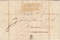 144049 1830 MAIL EARSDON, NORTHUMBERLAND TO ALNWICK BOXED 'Newcastle/Penny Post' HANDSTAMP (NR560).