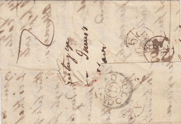144050 CIRCA 1776-1790 PART WRAPPER LONDON TO WANSTEAD, ESSEX WITH 'PENNY POST NOT PAID/G' LONDON HANDSTAMP (L390).