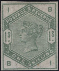 144052 1884 1s GREEN (SG196) IMPERFORATE IMPRIMATUR (BI) VERY FINE.