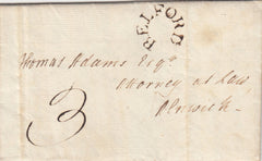 144053 1797 MAIL BELFORD, NORTHUMBERLAND TO ALNWICK 'BELFORD' HORSESHOE STYLE HANDSTAMP (NR79).