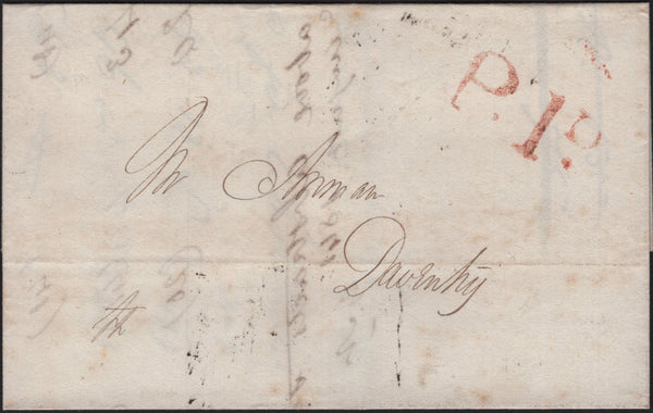 144055 1841 WRAPPER NORTHAMPTON TO DAVENTRY WITH 'P. 1D.' UNIFORM PENNY POST HANDSTAMP OF NORTHAMPTON (NN151).