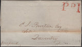 144056 1843 MAIL NORTHAMPTON TO DAVENTRY WITH 'P D1' UNIFORM PENNY POST HANDSTAMP OF NORTHAMPTON (NN153).