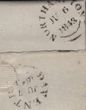 144056 1843 MAIL NORTHAMPTON TO DAVENTRY WITH 'P D1' UNIFORM PENNY POST HANDSTAMP OF NORTHAMPTON (NN153).
