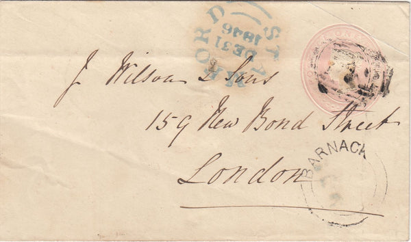 144058 1846 PENNY PINK STAMFORD TO LONDON WITH 'BARNACK' UDC.