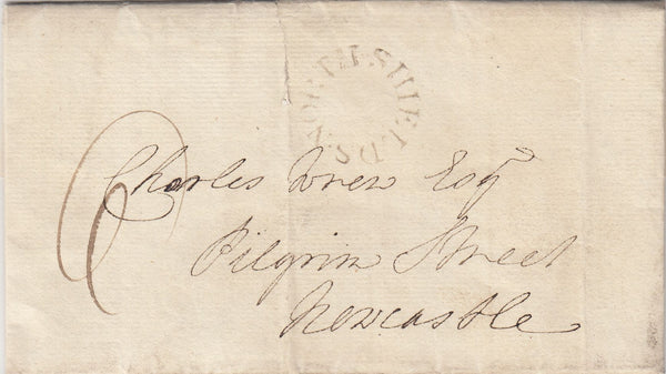 144063 1797 MAIL WHITLEY TO NEWCASTLE 'NORTH SHIELDS.' CIRCULAR HANDSTAMP (NR614).