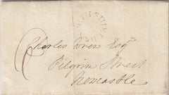 144063 1797 MAIL WHITLEY TO NEWCASTLE 'NORTH SHIELDS.' CIRCULAR HANDSTAMP (NR614).