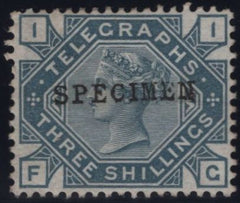 144067 1877 3s TELEGRAPH SLATE-BLUE 'SPECIMEN' TYPE 9 (T11s/L229s) FINE UNUSED.