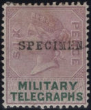 144076 1884-1885 GREAT BRITAIN 'MILITARY TELEGRAPHS' VERY FINE UNUSED GROUP OF ELEVEN 1d - £1 OVERPRINTED 'SPECIMEN'.