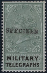144076 1884-1885 GREAT BRITAIN 'MILITARY TELEGRAPHS' VERY FINE UNUSED GROUP OF ELEVEN 1d - £1 OVERPRINTED 'SPECIMEN'.