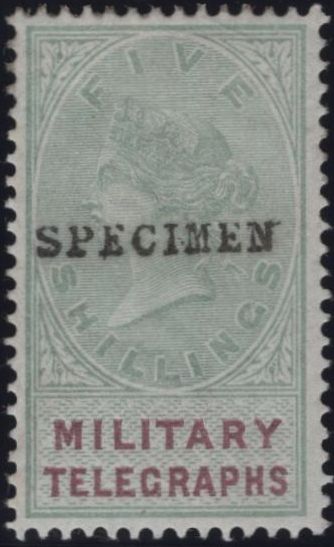 144076 1884-1885 GREAT BRITAIN 'MILITARY TELEGRAPHS' VERY FINE UNUSED GROUP OF ELEVEN 1d - £1 OVERPRINTED 'SPECIMEN'.