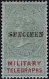 144076 1884-1885 GREAT BRITAIN 'MILITARY TELEGRAPHS' VERY FINE UNUSED GROUP OF ELEVEN 1d - £1 OVERPRINTED 'SPECIMEN'.