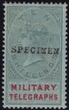 144076 1884-1885 GREAT BRITAIN 'MILITARY TELEGRAPHS' VERY FINE UNUSED GROUP OF ELEVEN 1d - £1 OVERPRINTED 'SPECIMEN'.