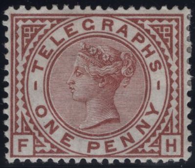 144092 1876 1d TELEGRAPH PL.1 RED-BROWN (T2/L202) GOOD UNUSED.