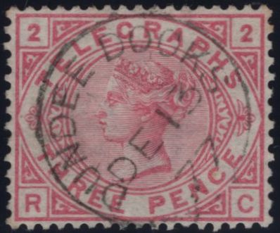 144093 1876 3d TELEGRAPH PL.2 CARMINE (T3/L206) VERY FINE USED.