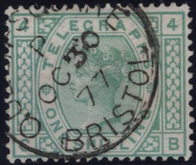 144097 1877 1s TELEGRAPH GREEN PL.4 (T8/L218) VERY FINE USED.