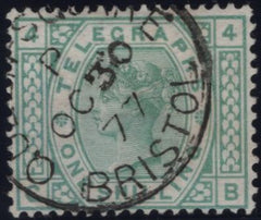 144097 1877 1s TELEGRAPH GREEN PL.4 (T8/L218) VERY FINE USED.