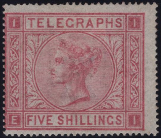 144102 1876 5s TELEGRAPH PL.1 (T13/L231) GOOD UNUSED.