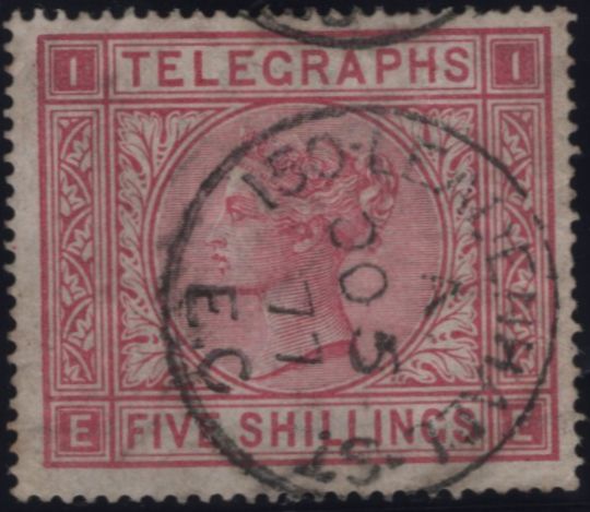 144103 1876 5s TELEGRAPH ROSE PL.1 (T13/L231) GOOD USED.