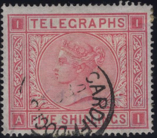 144104 1876 5s TELEGRAPH ROSE PL.1 (T13/L231) FINE USED.
