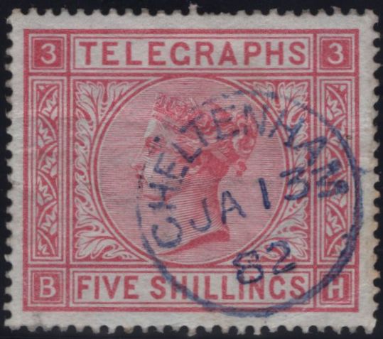 144105 1881 5s TELEGRAPH ROSE PL.3 WMK ANCHOR (T15/L234) GOOD TO FINE USED.