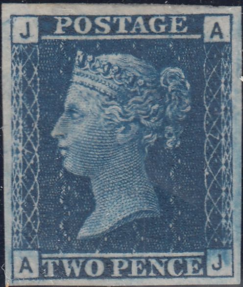 144112 1858 2d  BLUE  PL.7 (SG45) SUPERB IMPRIMATUR LETTERED AJ.