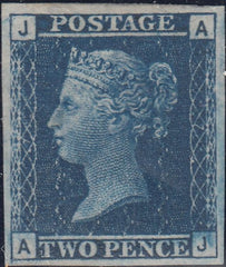 144112 1858 2d  BLUE  PL.7 (SG45) SUPERB IMPRIMATUR LETTERED AJ.