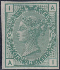 144113 1874 1s GREEN PL.9 IMPERFORATE IMPRIMATUR (AI) VERY FINE.