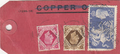 144126 1952 HVP LABEL REGISTERED MAIL ST. ALBANS TO WESTMINSTER BANK LONDON KGVI 8d, 1s AND 10s ULTRAMARINE (SG511).