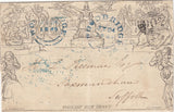144135 1849 1d MULREADY WRAPPER WOODBRIDGE, SUFFOLK TO SAXMUNDHAM CANCELLED 'WOODBRIDGE' DATE STAMPS IN BLUE, WITHIN UNIQUE 'JOHN DALLENGER' MULREADY ADVERT (SPEC 425b).