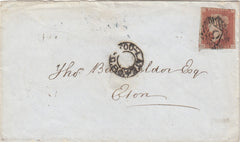 144137 1851 MAIL LONDON TO ETON 1d (SG8) 'TOO-LATE/G.P.O.' HANDSTAMP.