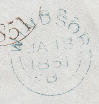 144137 1851 MAIL LONDON TO ETON 1d (SG8) 'TOO-LATE/G.P.O.' HANDSTAMP.