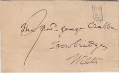 144141 1832 MAIL CASTLE CARY, SOMERSET TO TROWBRIDGE FRAMED 'Wincanton/5:Cl Post' HANDSTAMP (SO1002).