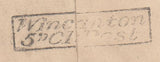 144141 1832 MAIL CASTLE CARY, SOMERSET TO TROWBRIDGE FRAMED 'Wincanton/5:Cl Post' HANDSTAMP (SO1002).