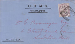 144147 1888 'O.H.M.S./INCOME TAX' MAIL KINGSTON ON THAMES TO SURBITON HILL QV 1d LILAC 'I.R./OFFICIAL' (SG03).