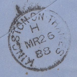 144147 1888 'O.H.M.S./INCOME TAX' MAIL KINGSTON ON THAMES TO SURBITON HILL QV 1d LILAC 'I.R./OFFICIAL' (SG03).