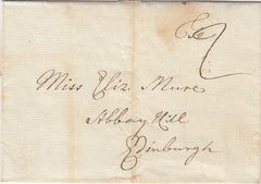144154 CIRCA 1750 MAIL GLASGOW TO EDINBURGH 'GLAS/GOW' HANDSTAMP.