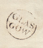144154 CIRCA 1750 MAIL GLASGOW TO EDINBURGH 'GLAS/GOW' HANDSTAMP.