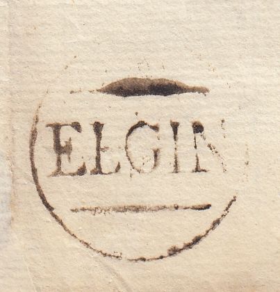 144157 1801 MAIL ELGIN TO BANFF WITH 'ELGIN' HANDSTAMP.