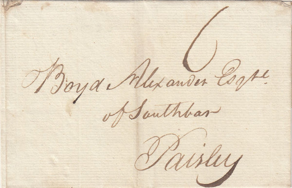 144158 1802 MAIL CRIEFF TO PAISLEY WITH 'CRIEFF' CONVEX STYLE HANDSTAMP.