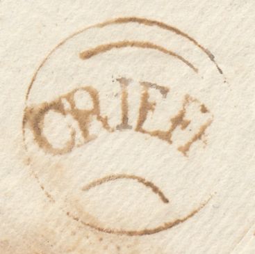 144158 1802 MAIL CRIEFF TO PAISLEY WITH 'CRIEFF' CONVEX STYLE HANDSTAMP.
